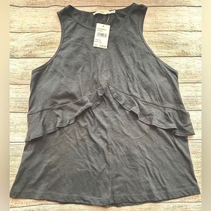 NWT Lush Black Ruffle Loose Tank